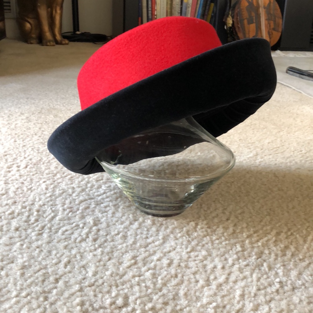 Red Wool & Velvet Ladies hat